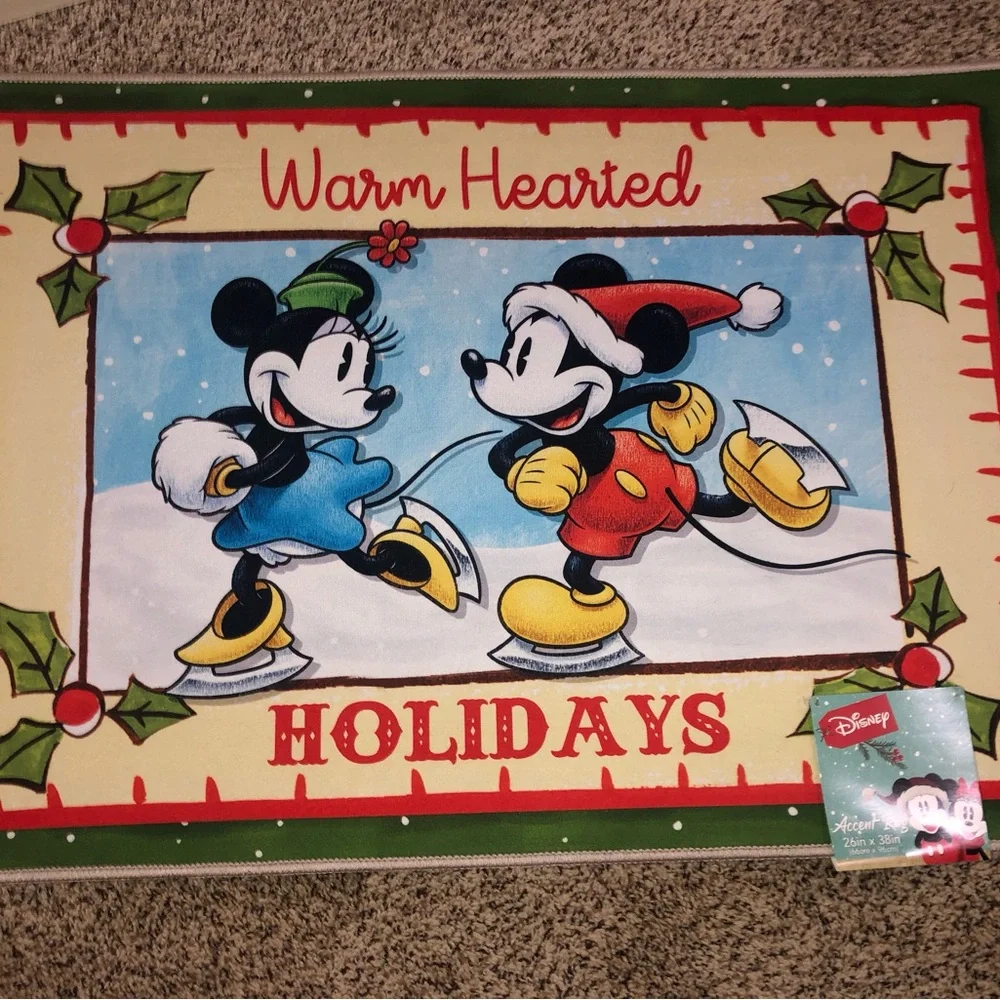 Mickey and Minnie Mouse Christmas Accent Rug